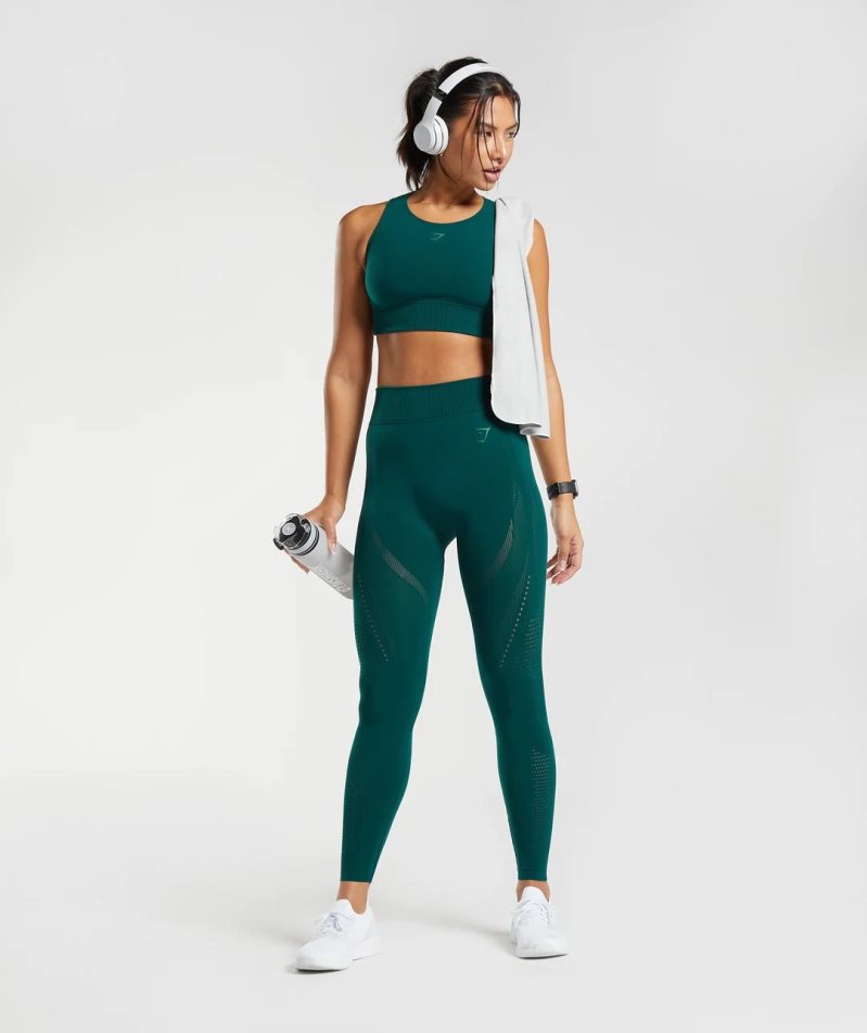 Legginsy Gymshark Warp Knit Damskie Zielone | PL 931VZX